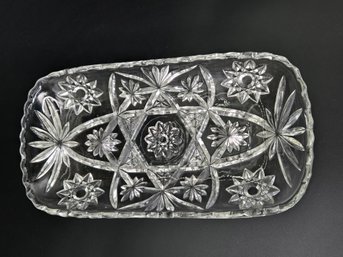 Vintage Anchor Hocking Clear Pressed Glass 'Star Of David' Serving Dish