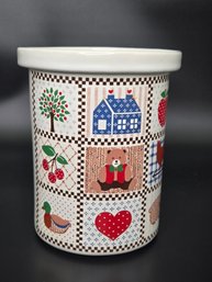 Vintage Canister Decorative Country Patchwork Themed Motif