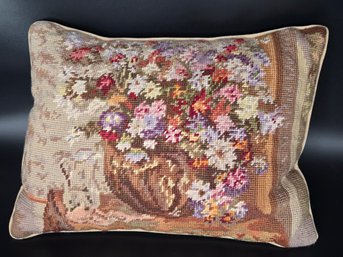 Basket Of Flowers Needlepoint Pillow