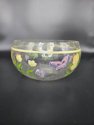 Hand Painted Crackle Glass Bowl