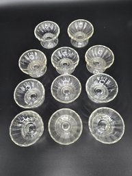 Vintage Libbey Clear Glass Pedestal Sherbet Or Ice Cream Dish Set Of 11