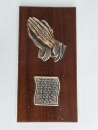 Praying Hands With Serenity Prayer Wall Plaque