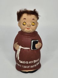 Monk Friar Vintage Ceramic Coin Bank This Is My Bank Thou Shalt Not Steal
