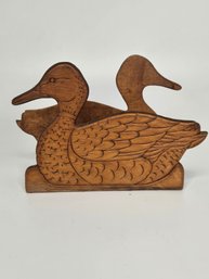 Vintage Hand-carved Wooden Duck Napkin Or Letter Holder