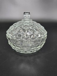 Vintage Fostoria American Clear Glass Covered Candy Nut Dish