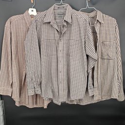 Lot Of 3 Mens Size Large Long Sleeve Patterned Cotton Shirts