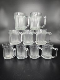 Set Of 9 Vintage Gibson Royal Crest Glass Mug Handle Starburst Bottom Tea Coffee