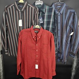Men's Size Large Lot Of 4 Long Sleeve Button Down Shirts