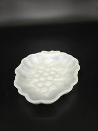 Vintage Hazel Atlas Milk Glass Grape Dish Plate Embossed Dish