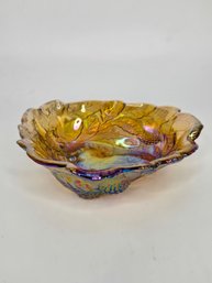 Indiana Marigold Carnival Glass Loganberry Dish
