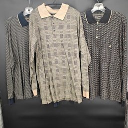 NOS Men's Size Large Long Sleeve Patterned Cotton Shirts