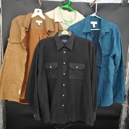 Lot Of 4 Mens Size Large Suede Long Sleeve Button Down Shirts