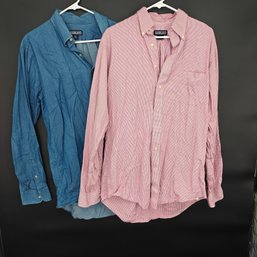 Two Lands End Size Large Tall Long Sleeve Button Down Shirts