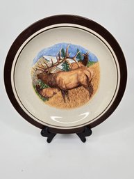 Cabela's Bugling Elk Salad Plate Crafted By Folkcraft Stoneware.