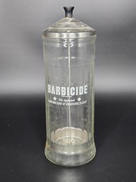 Vintage Barbicide Disinfectant Jar 11' Canada Glass Metal Insert Lid