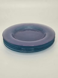 Lot Of 4 Colored Frosted Glass Plates