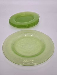 Lot Of 5 Lime Green Frosted Glass Plates