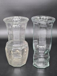 Two Large Clear Glass Vases