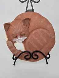 Spoontiques Sleeping Orange Kitty Cat Stepping Stone Wall Plaque