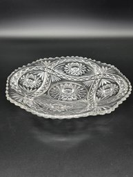 Antique EAPG (Early American Pressed Glass) Footed Sandwich Plate In The Hobstar Pattern
