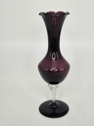 Vintage Amethyst Purple Art Glass Bud Vase Likely Italian In Origin