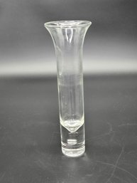 Vintage Crown Corning Horizon Bud Vase Featuring A Clear Glass Design With A Signature Bubble In The Base
