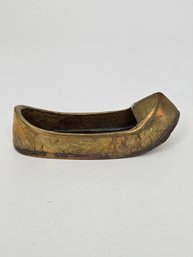 Indian Flower Engraved Brass Slipper Ash Receiver