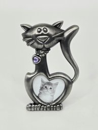 Pewter Cat Picture Frame With Charm