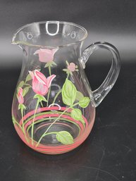 Hand Painted Glass Pitcher