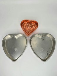 2 Large And 1 Small Heart Shaped Cake Pans