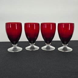 Set Of 4 Ruby Red Goblets