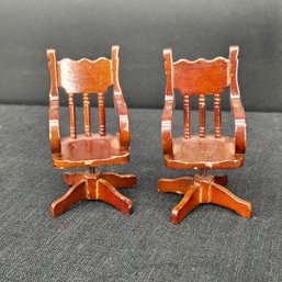 Two Wooden Dollhouse Chairs
