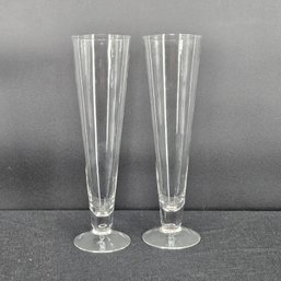 Set Of 2 Tall Crystal Flute Champagne Glasses