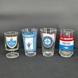 Lot Of 4 Mixed Vintage Beer Glasses