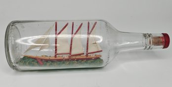 Vintage Ship In A Bottle With A Sweet Note