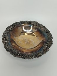 Floral Scrollwork Silver Plated Footed Bowl