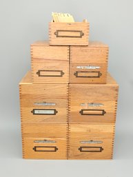 Lot Of Vintage Remington Rand Oak Wooden Index Card File Boxes