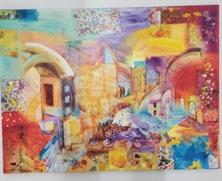 Mixed Media Smadar Livine On Canvas Entitled 'Celebrating'