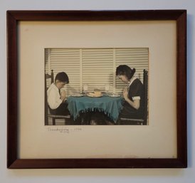 Vintage Photograph 'thanksgiving 1936' Table Prayer