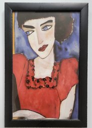 Framed Art Print  'Woman  In Red Dress'