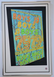 Framed Screenprint Titled 'Boys, Boys, Boys' By Cindy Wolsfeld