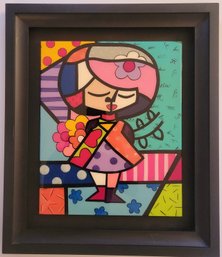 Romero Brito Print Featuring A Girl With Colorful Flowers