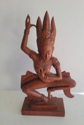 Carved Wood Cambodian Apsara Dancer Figurine