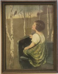 Vintage Print Titled 'Spring Song' By German Artist Simon Glucklich