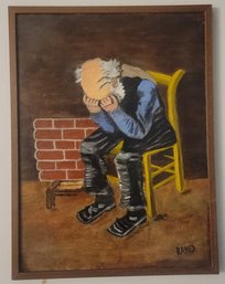 Oil On Panel  By Rako. Artwork Inspired By Van Gogh's Painting 'Sorrowing Old Man'