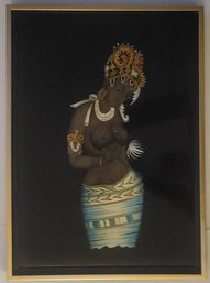 Oil On Lacquer Wood Nude Figure Inspired By Indian Artist Kumar Haldar