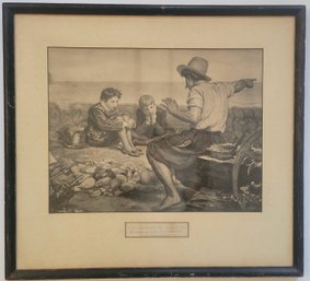 Old Print Of 1870 Painting 'The Boyhood Of Raleigh'