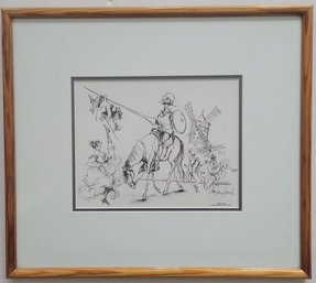 Drawing Titled Crossed Paths By Toulouse-Lautrec Meets Don Quixote By Ronald Searle