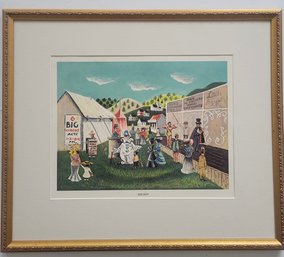 Folk ArtPrint Titled 'Side Show' Depicting 29th Century Fair