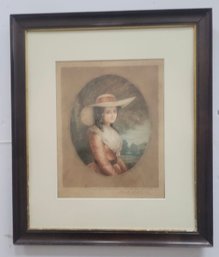 Framed Mezzotint Print Of Lavinia Spencer.